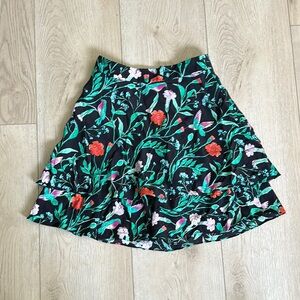 Kate Spade Black Green Ruffled Skater Skirt